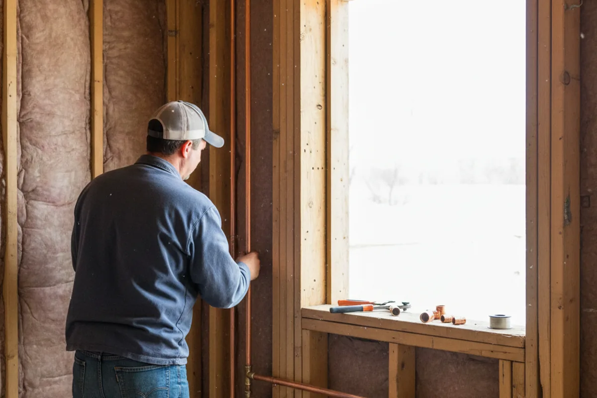 Licensed plumber running new copper supply lines in a Vancleave home